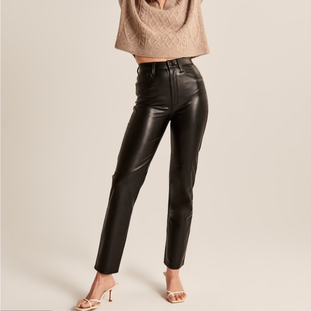Abercrombie & Fitch vegan leather ultra high rise ankle straight leather pants